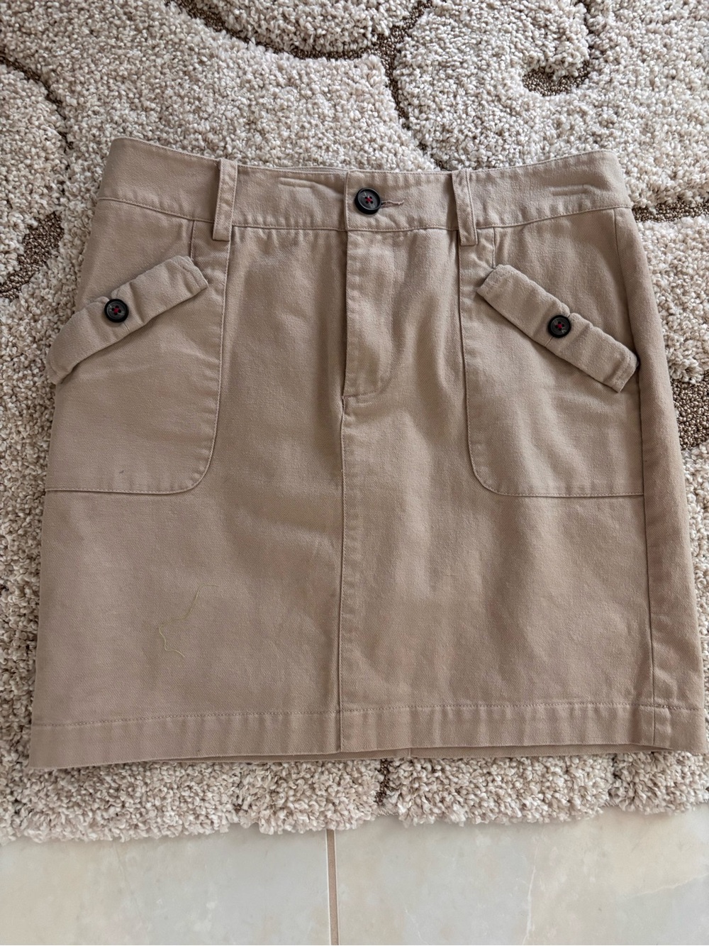 Women's Khaki Utility Mini Skirt with Front Flap Pockets